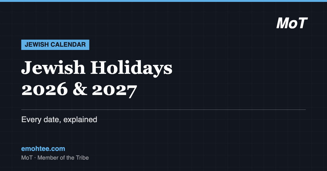 Jewish Holidays 2026 and 2027 dates guide by MoT Member of the Tribe