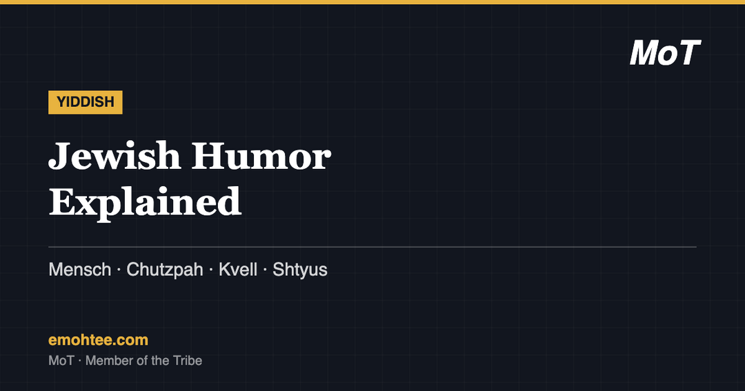 Jewish humor explained - mensch, chutzpah, kvell and more Yiddish words, by MoT Member of the Tribe
