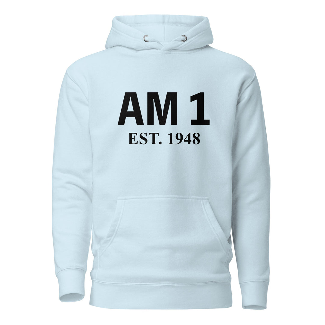 Premium hoodie with AM 1 Hebrew design