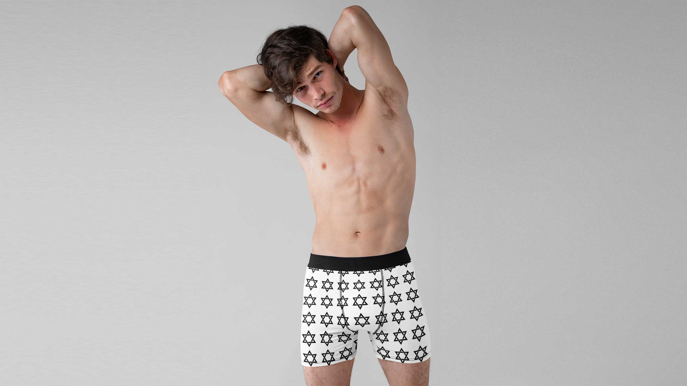 men underwear, boxer shorts, Magen David, Jewish funny