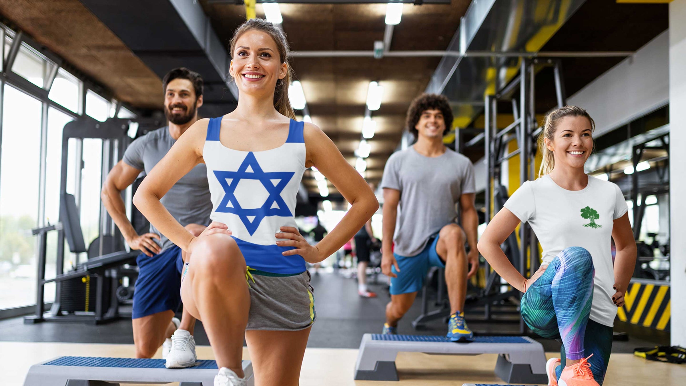women with all-over shirt, Israel, Golani, Magen David