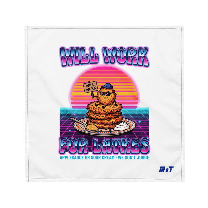 Will Work for Latkes 80s Jewish pride bandana - detail view