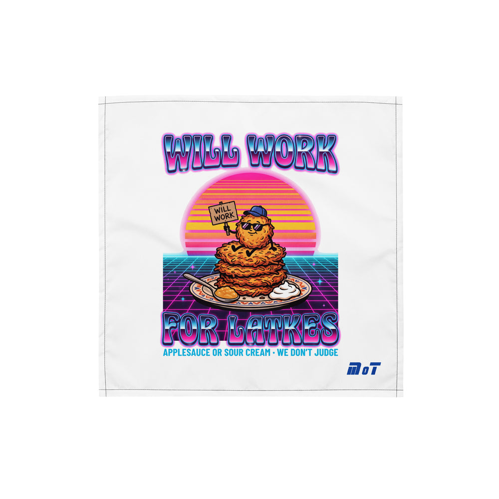 Will Work for Latkes 80s Jewish pride bandana - back view