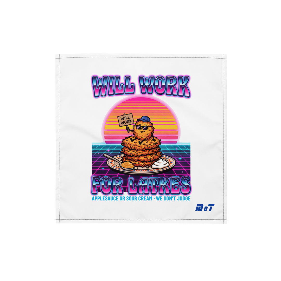 Will Work for Latkes 80s Jewish pride bandana - back view