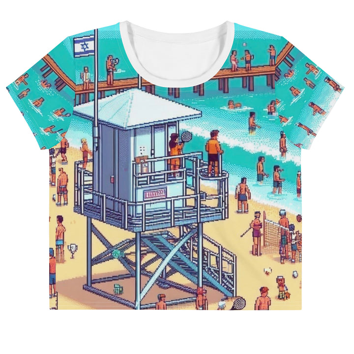 Crop Tee | TLV Frishman Beach 16 Bit All Over
