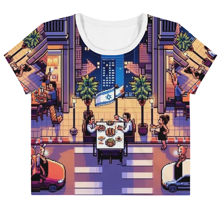 Crop Tee | TLV Nightlife 16 Bit All Over