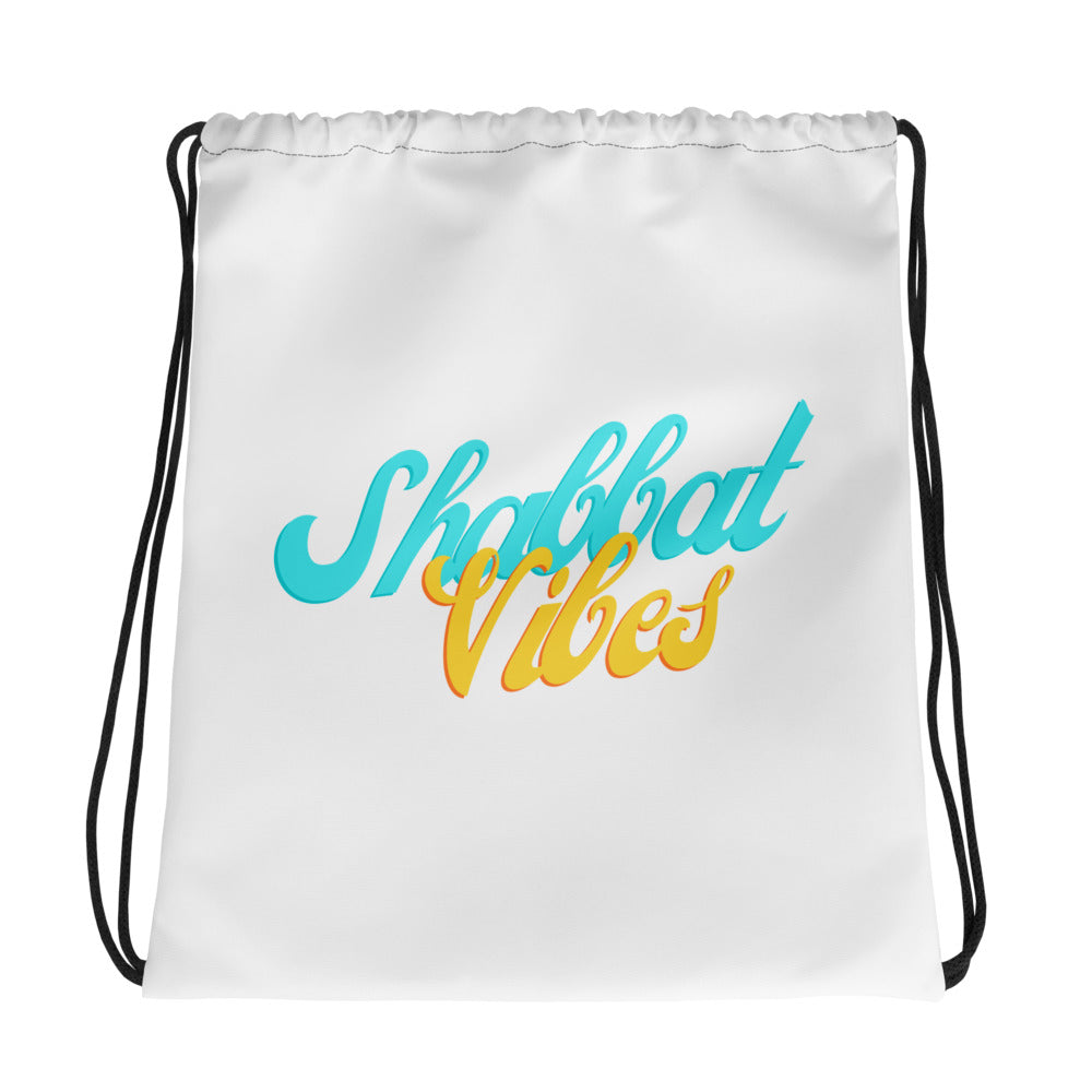 Shabbat Vibes Jewish pride drawstring bag - front view