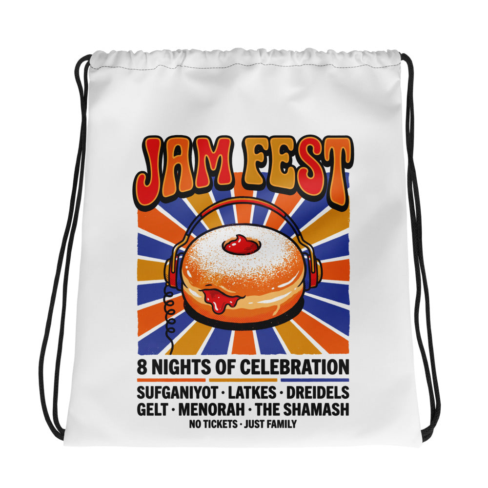 Jam Fest 8 Nights Jewish pride drawstring bag - front view