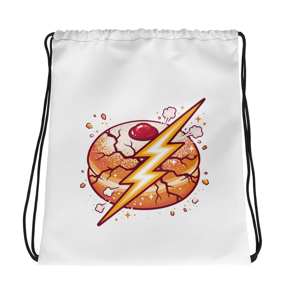Sufganiyah Lightning Jewish pride drawstring bag - front view