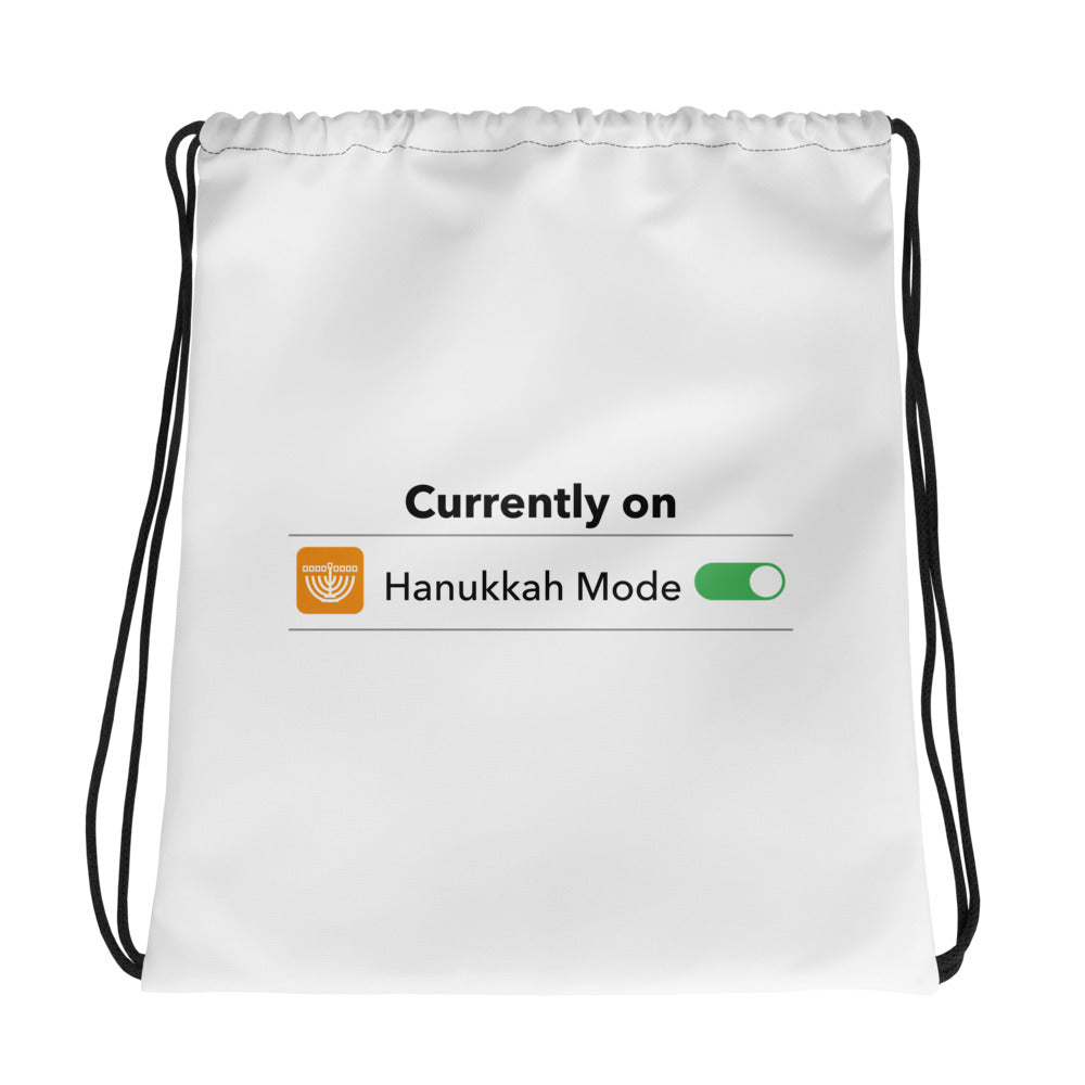 Hanukkah Mode Jewish pride drawstring bag - front view