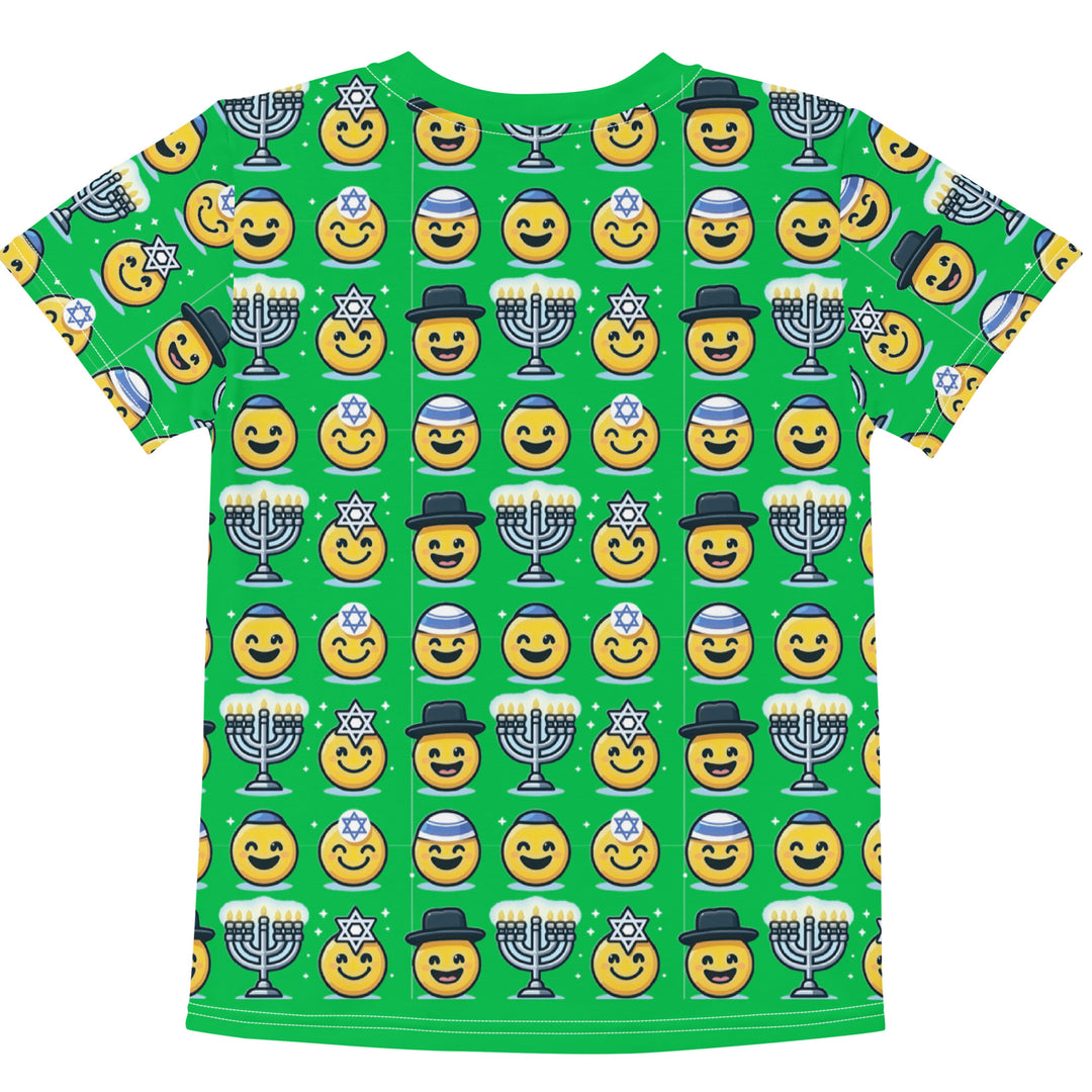 Kids T-Shirt | Jewish Emoji All Over Green