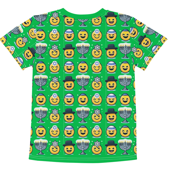 Kids T-Shirt | Jewish Emoji All Over Green