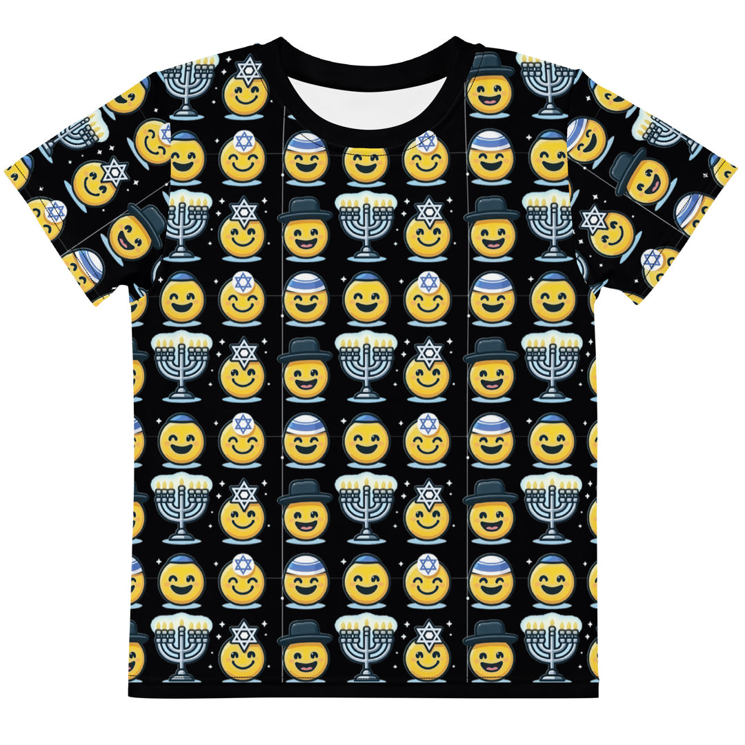 Kids T-Shirt | Jewish Emoji All Over Black