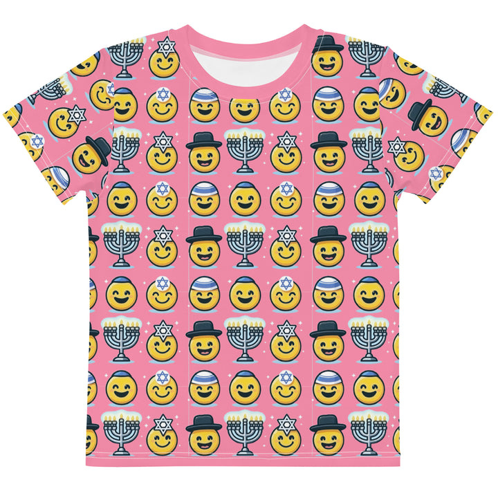 Kids T-Shirt | Jewish Emoji All Over Pink