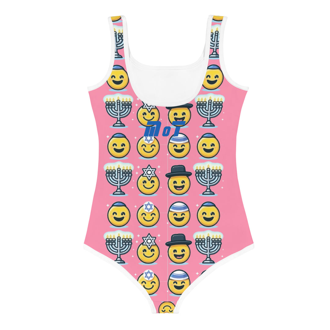 Kids Swimsuit | Jewish Emoji Pink