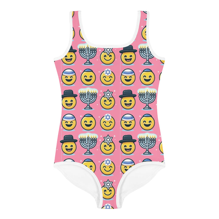 Kids Swimsuit | Jewish Emoji Pink