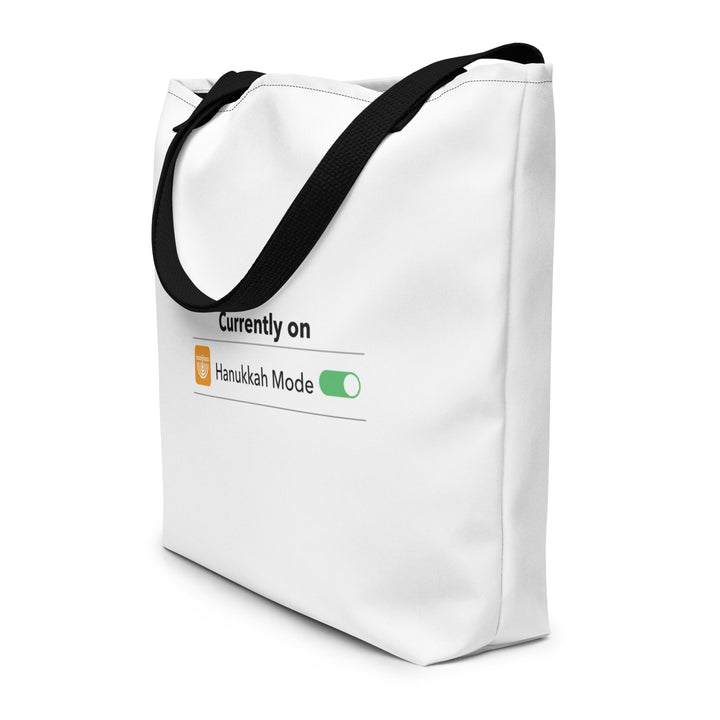 Hanukkah Mode Jewish pride large tote bag in Black - front view