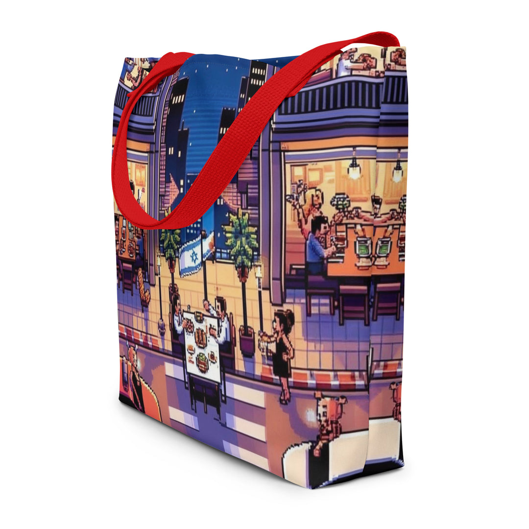 Large Tote Bag | TLV Nightlife 16 Bit