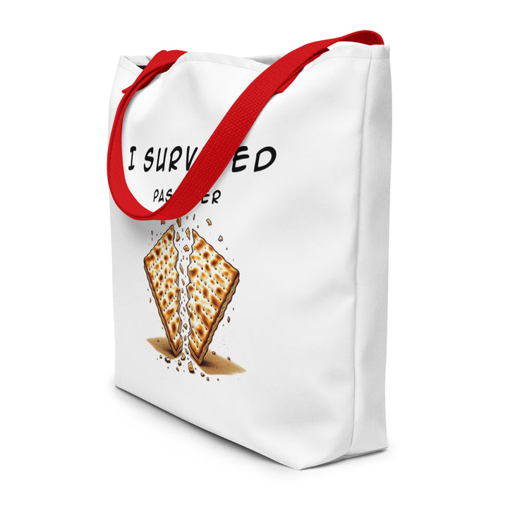 Passover Jewish pride large tote bag in Red - back view