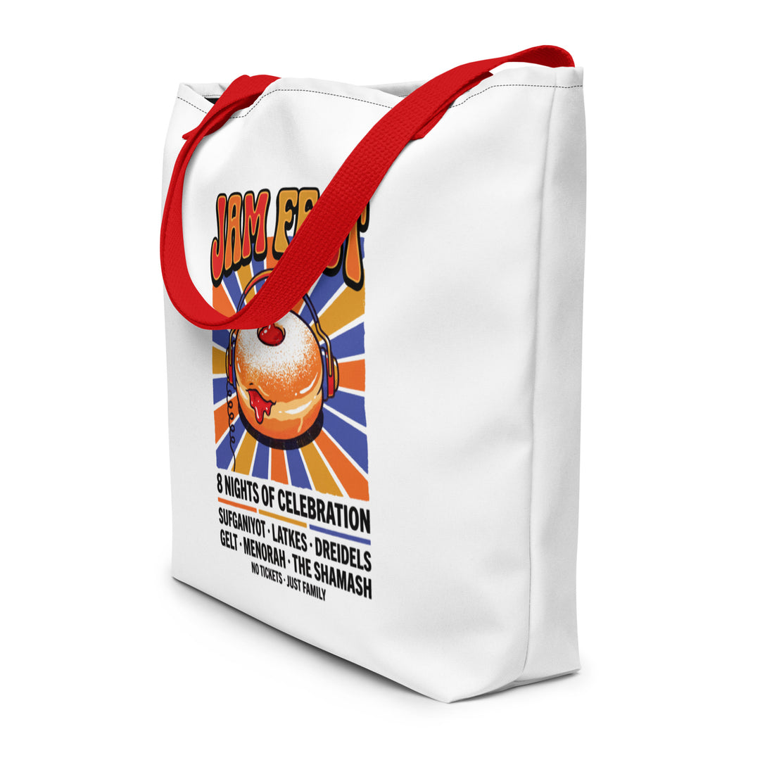 Jam Fest 8 Nights Jewish pride large tote bag in Red - front view