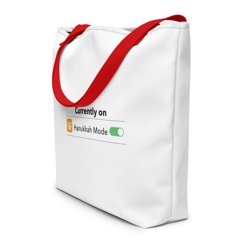 Hanukkah Mode Jewish pride large tote bag in Red - back view