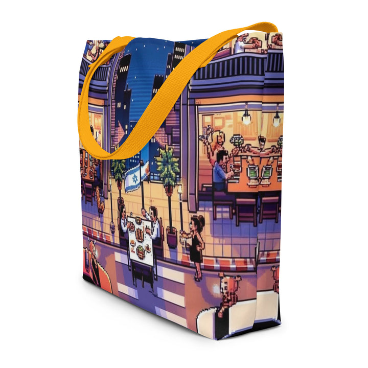 Large Tote Bag | TLV Nightlife 16 Bit