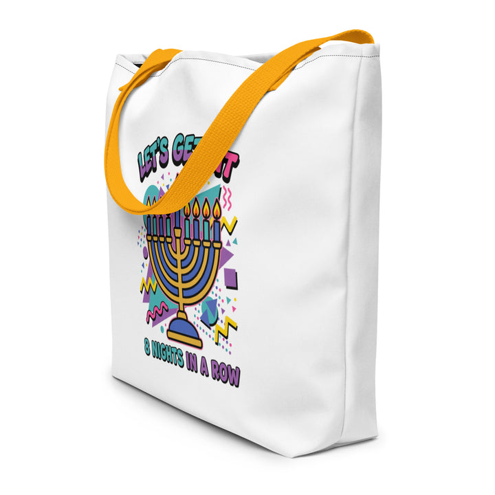 Lets Get Lit 90s Jewish pride large tote bag in Yellow - detail view