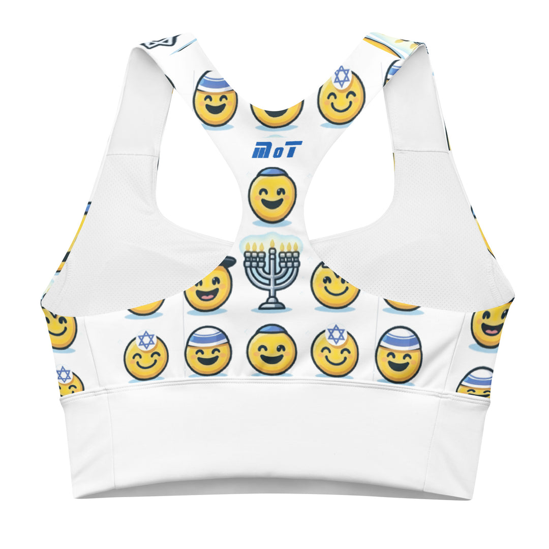 Longline Sports Bra | Jewish Emoji All Over