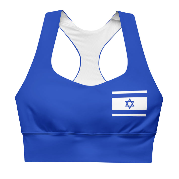 Longline Sports Bra | Israel Flag Blue