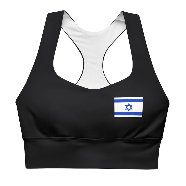 Longline Sports Bra | Israel Flag Black