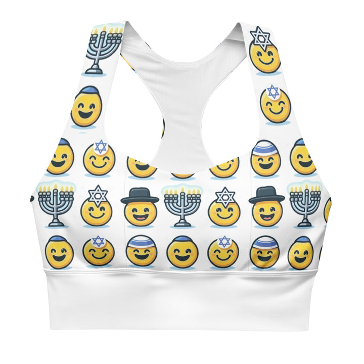 Longline Sports Bra | Jewish Emoji All Over