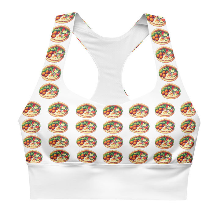Longline Sports Bra | Falafel Party 16 Bit All Over