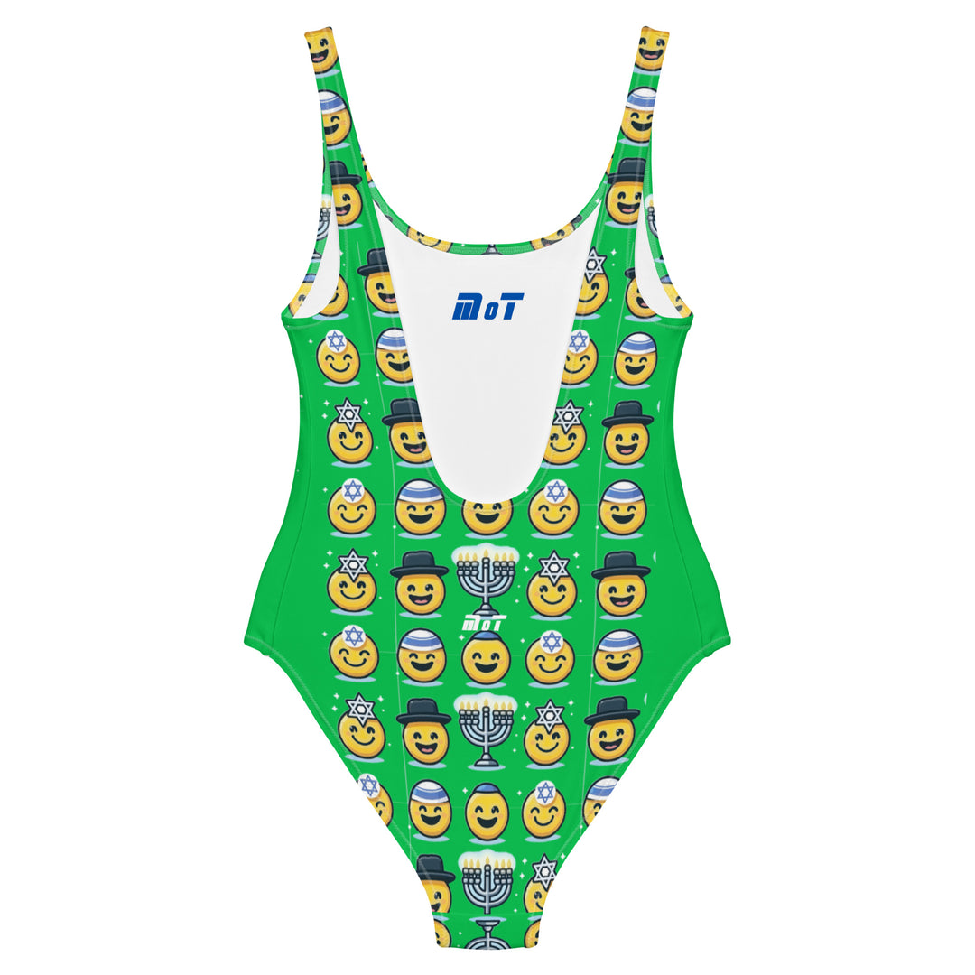 One Piece Swimsuit | Jewish Emoji Green