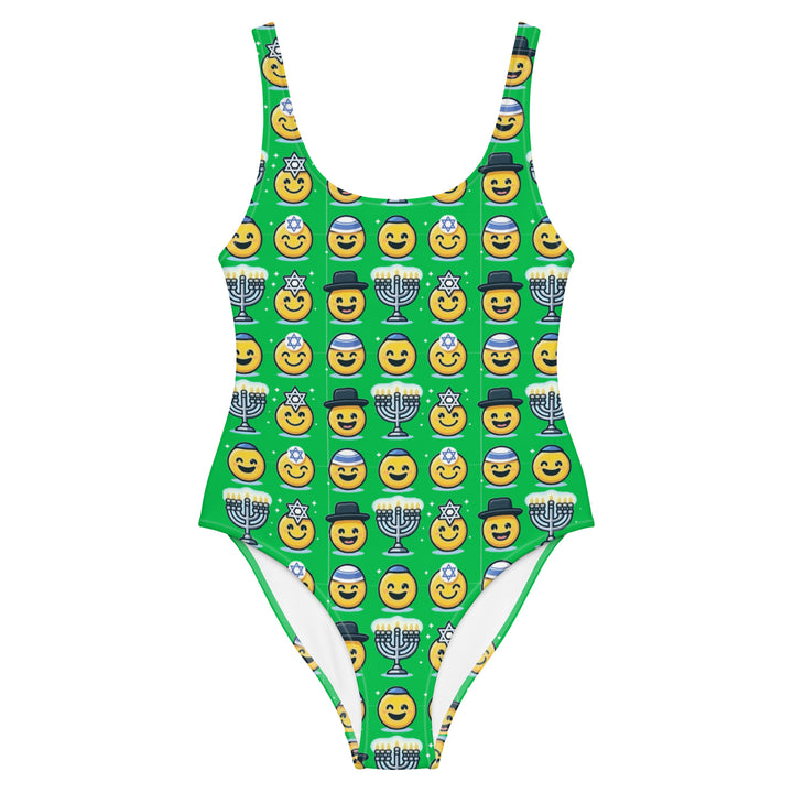 One Piece Swimsuit | Jewish Emoji Green