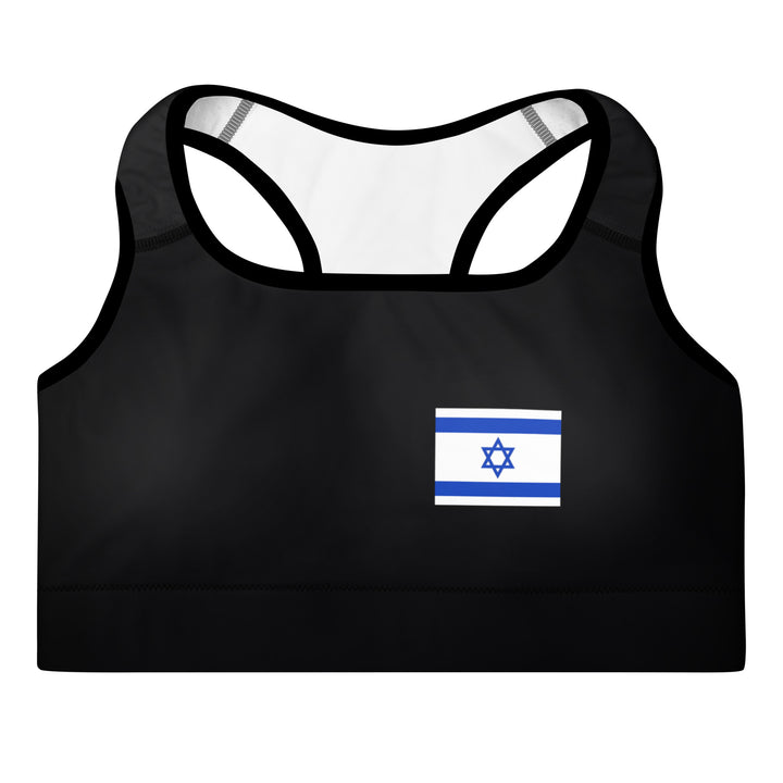 Padded Sports Bra | Israel Flag Black