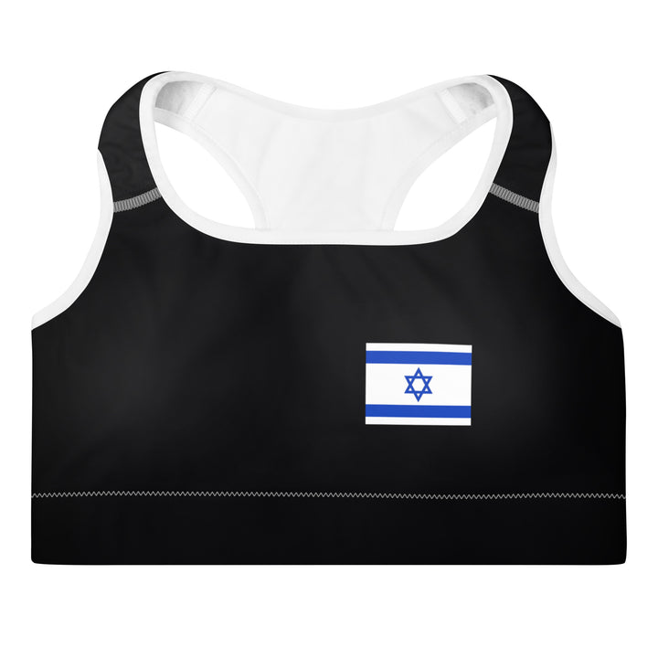 Padded Sports Bra | Israel Flag Black