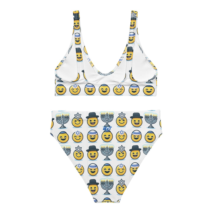 High Waisted Bikini | Jewish Emoji White