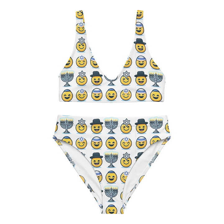 High Waisted Bikini | Jewish Emoji White