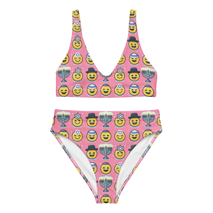 High Waisted Bikini | Jewish Emoji Pink