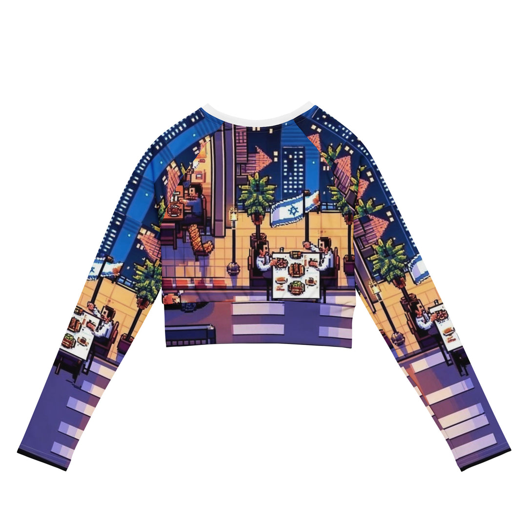 Long Sleeve Crop Top | TLV Nightlife 16 Bit All Over