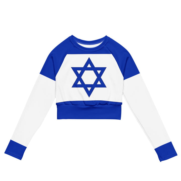 Long Sleeve Crop Top | Israel Flag All Over