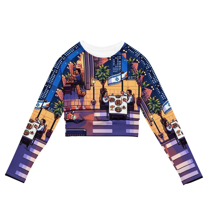Long Sleeve Crop Top | TLV Nightlife 16 Bit All Over