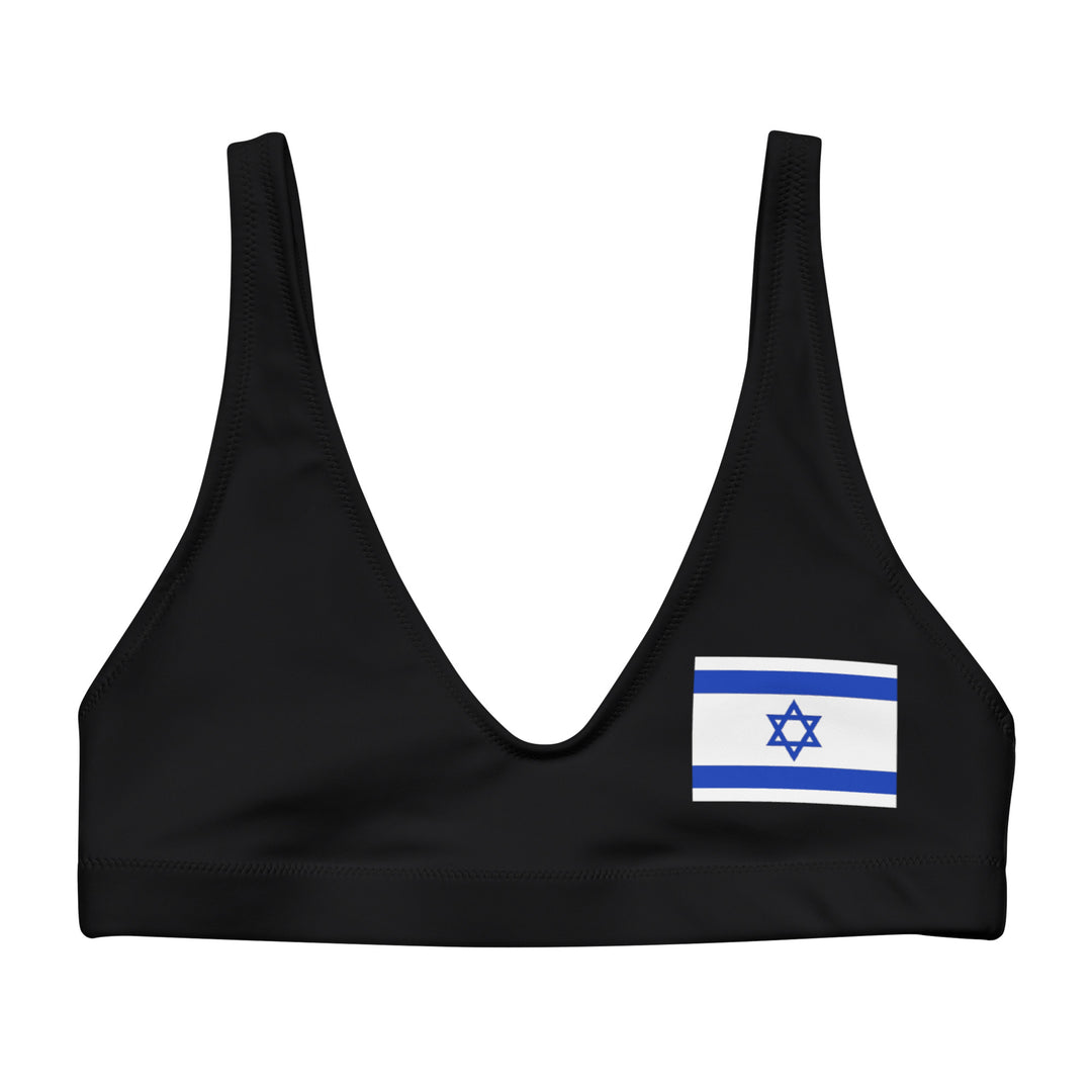 Padded Bikini Top | Israel Flag Black