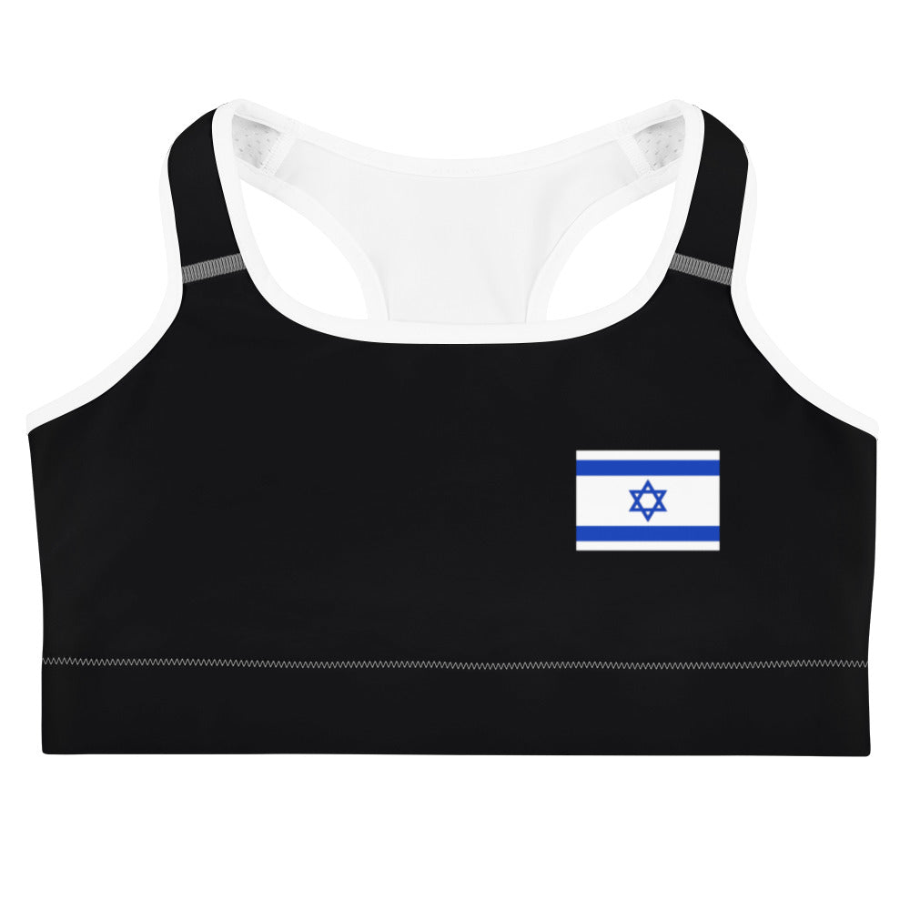 Sports Bra | Israel Flag Black
