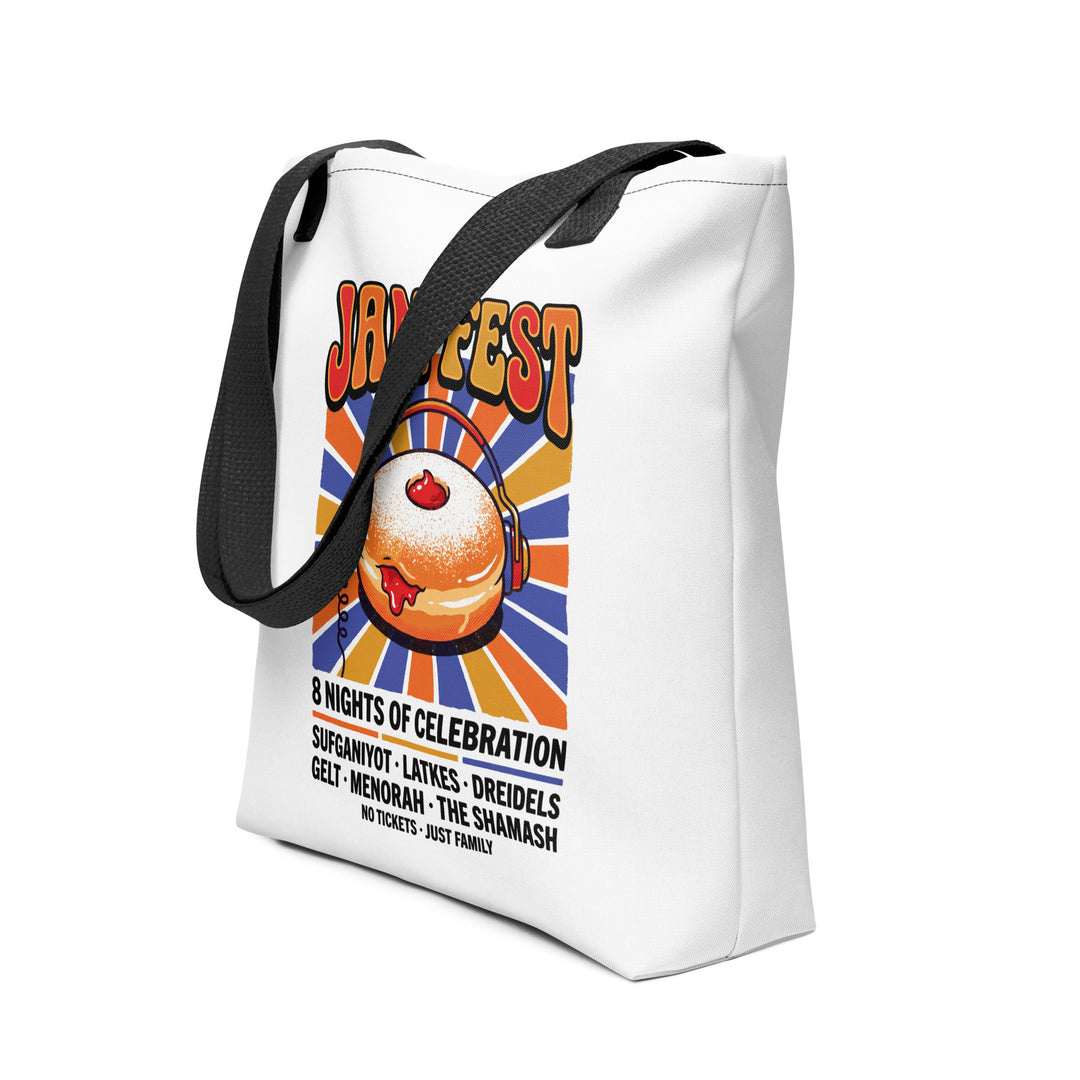 Jam Fest 8 Nights Jewish pride tote bag in Black - front view