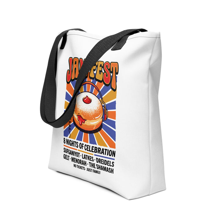 Jam Fest 8 Nights Jewish pride tote bag in Black - front view