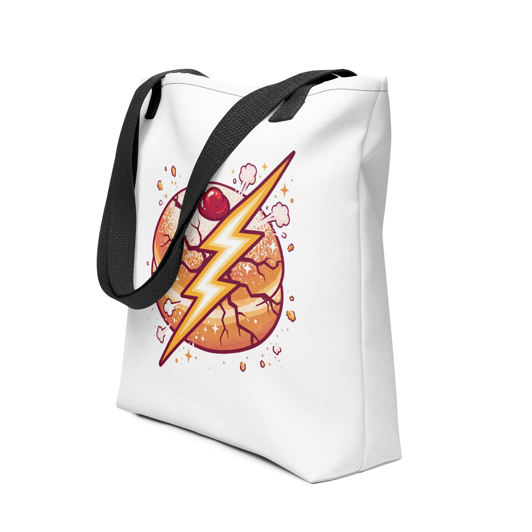 Sufganiyah Lightning Jewish pride tote bag in Black - front view