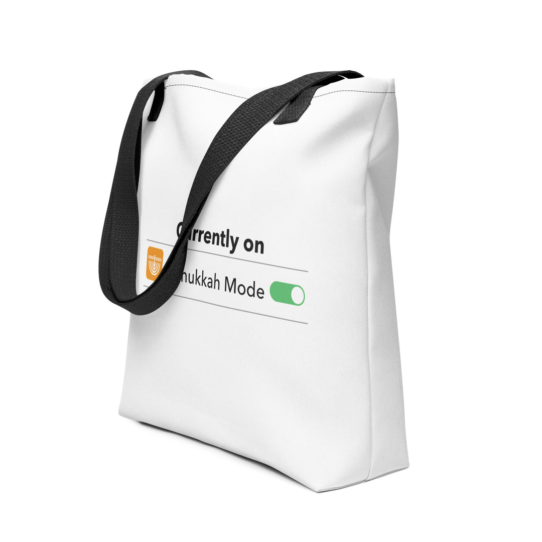 Hanukkah Mode Jewish pride tote bag in Black - front view