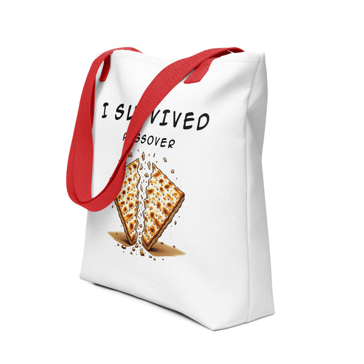 Passover Jewish pride tote bag in Red - back view