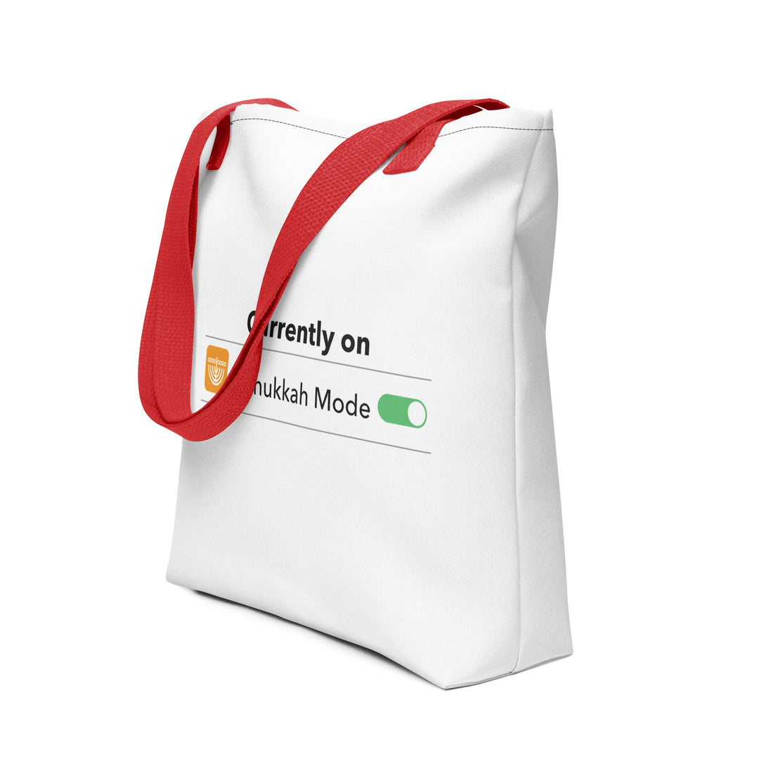 Hanukkah Mode Jewish pride tote bag in Red - back view